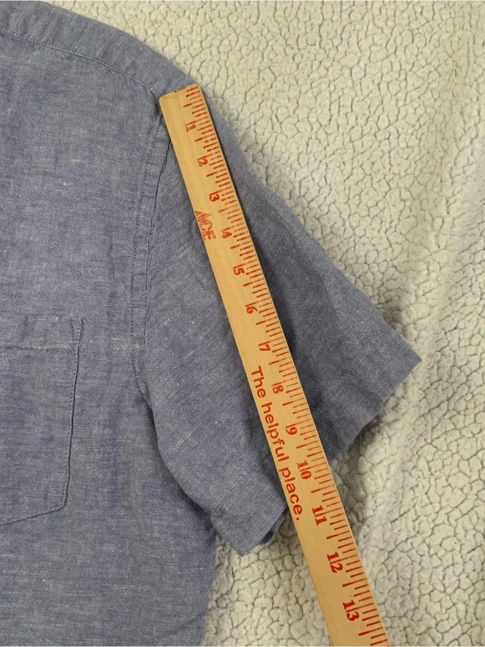 Banana Republic Men L Slim Fit Linen Blend Short Sleeve Button Front Shirt Blue